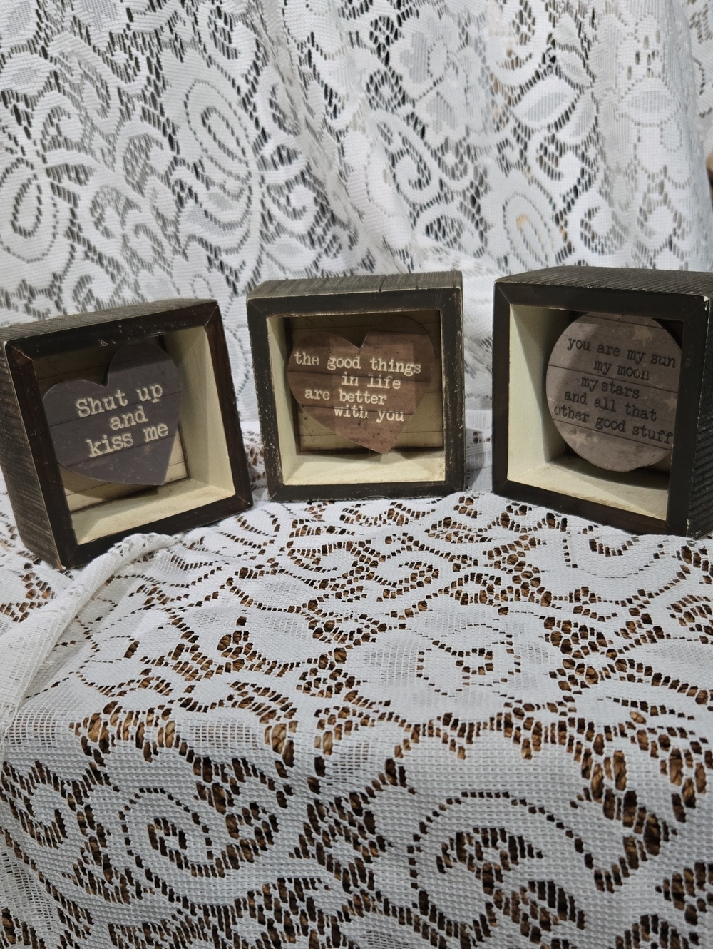 Rustic Brown Heart Shadow Box Accent - Unbranded